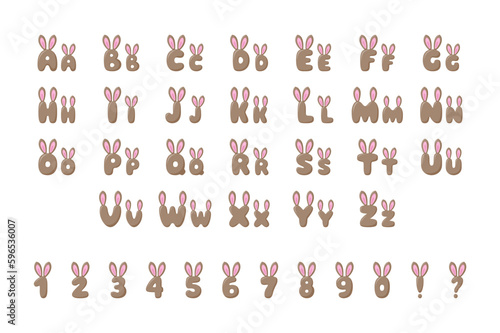 Bunny alphabet in cartoon style