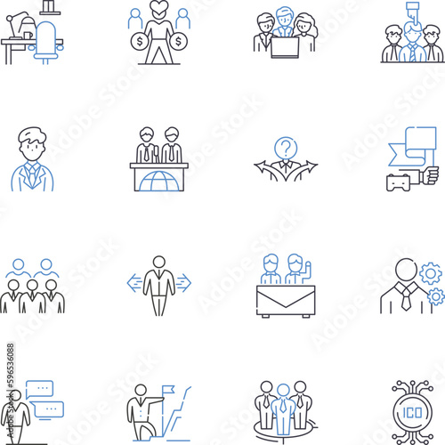 Labor mates line icons collection. Cooperation, Comradeship, Teamwork, Partnership, Unity, Fellowship, Collaboration vector and linear illustration. Support,Helpfulness,Bonding outline Generative AI