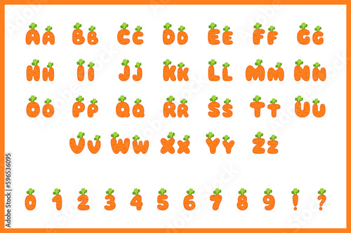 Carrot alphabet in cartoon style