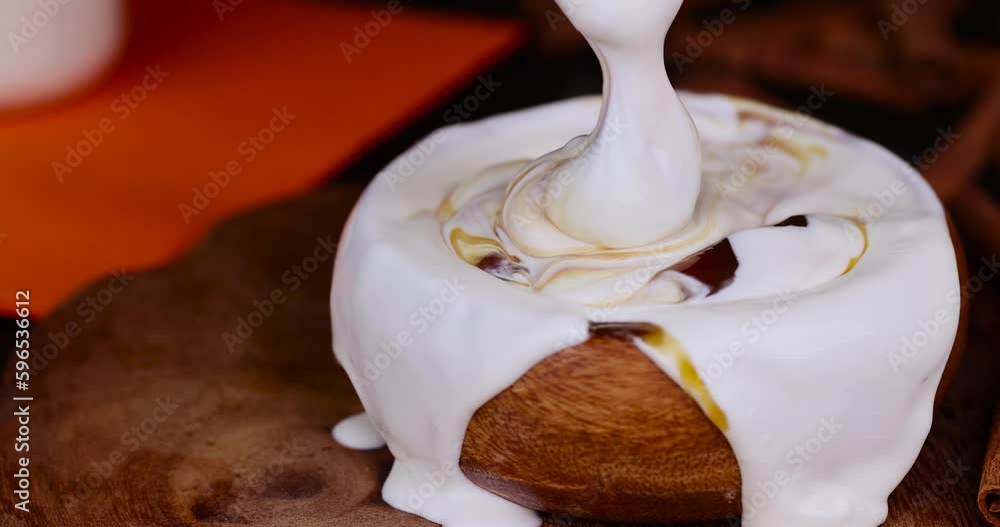 Milk sweet yogurt with bifidobacteria and chocolate addition, delicious ...