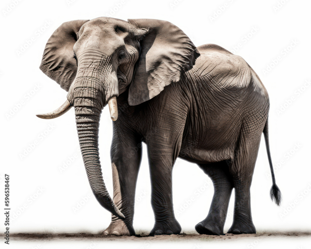 Fototapeta premium photo of elephant isolated on white background. Generative AI