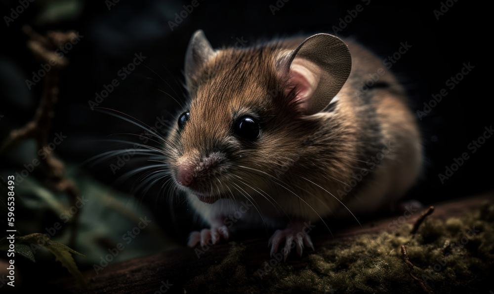 photo of dormouse on black background. Generative AI photo of dormouse on black background. Generative AI