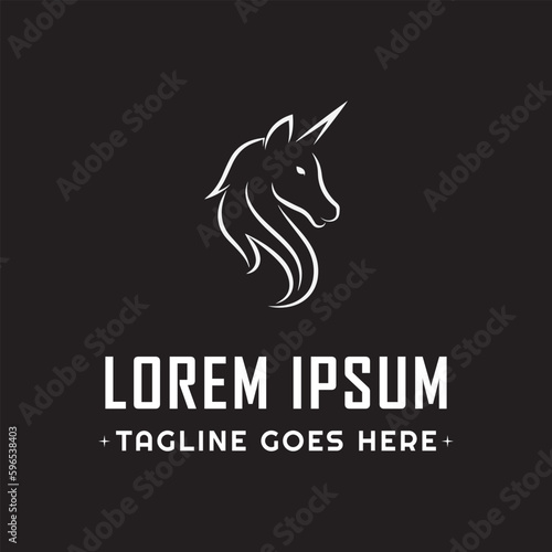 Simple Unicorn Head Logo Design. The unicorn is believed to have power and luck, and this logo is suitable for businesses or organizations that want to highlight characteristics such as strength.