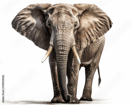 photo of elephant isolated on white background. Generative AI