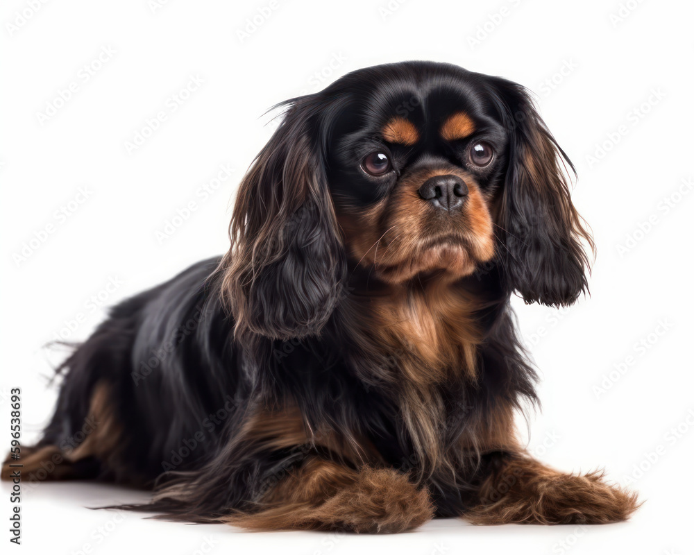 photo of English toy spaniel isolated on white background. Generative AI photo of English toy spaniel isolated on white background. Generative AI