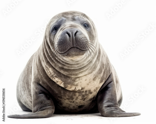 photo of elephant seal isolated on white background. Generative AI