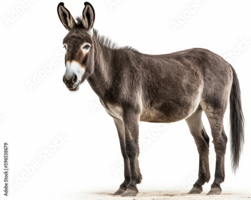 photo of donkey isolated on white background. Generative AI