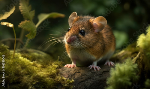 photo of dormouse in a forest. Generative AI © Bartek