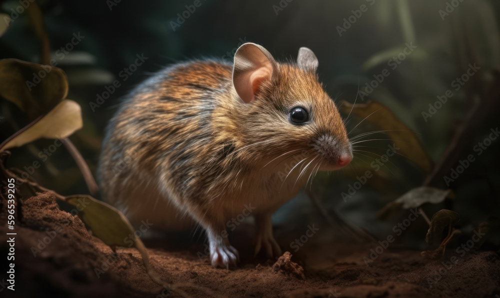 sunset photo of elephant shrew in its natural habitat. Generative AI sunset photo of elephant shrew in its natural habitat. Generative AI