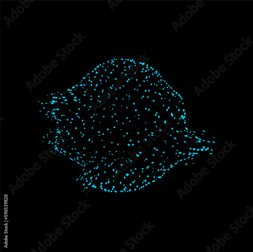 Futuristic sphere of dots particles, sci fi mesh. Vector dots and atoms orb, network connection, minimalistic VR digital mesh, cyberspace and techno design