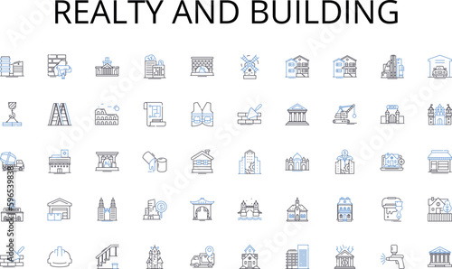Realty and building line icons collection. HTML, CSS, JavaScript, PHP, Python, Ruby, Java vector and linear illustration. Nodejs,React,Angular outline signs set Generative AI