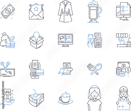 Grocer line icons collection. Fresh, Organic, Local, Affordable, Convenient, Variety, Healthy vector and linear illustration. Seasonal,Gourmet,Specialty outline signs set Generative AI