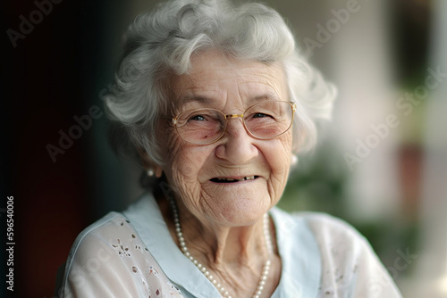  Portrait of a happy old person, blurry background