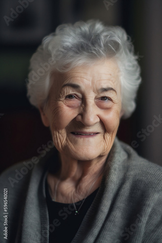  Portrait of a happy old person, blurry background, Generative IA