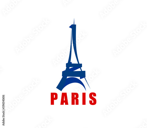 Paris Eiffel tower icon, France travel architecture and tourism, vector French landmark. Eiffel tower famous symbol of France and Paris in Europe, city tour and tourism agency or company sign