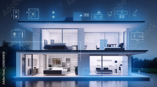 Modern smart home systems of smart building , The smart home is isolated background,unique