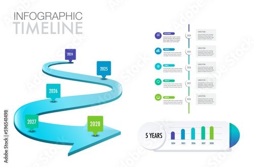 Infographic template 5 year plan framework vision, Modern step Timeline infographics design for business concept