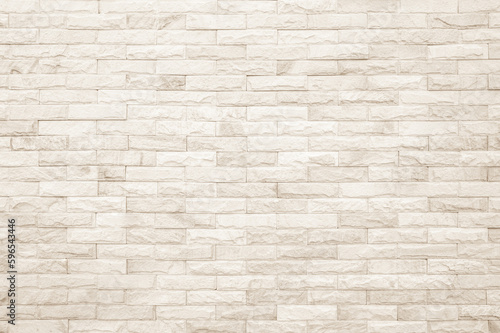 Empty background of wide cream brick wall texture. Beige old brown brick wall concrete or stone textured  wallpaper limestone abstract.