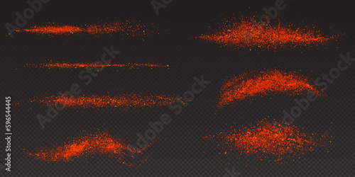 Canvas-taulu Realistic set of paprika powder sprinkled isolated on transparent background