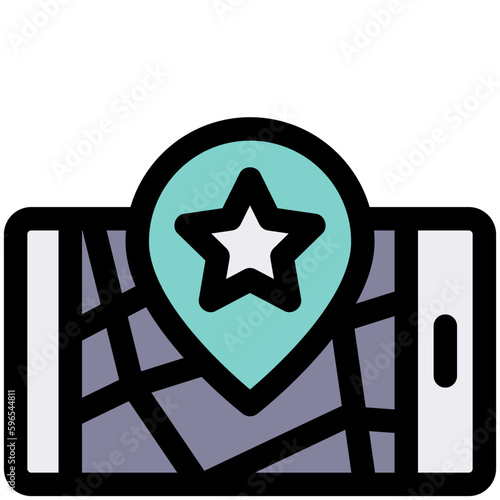 favorite black outline filled color icon