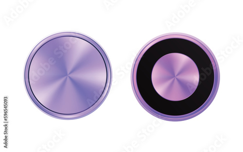 Purple Metallic chrome shiny blade round blank label badge design.