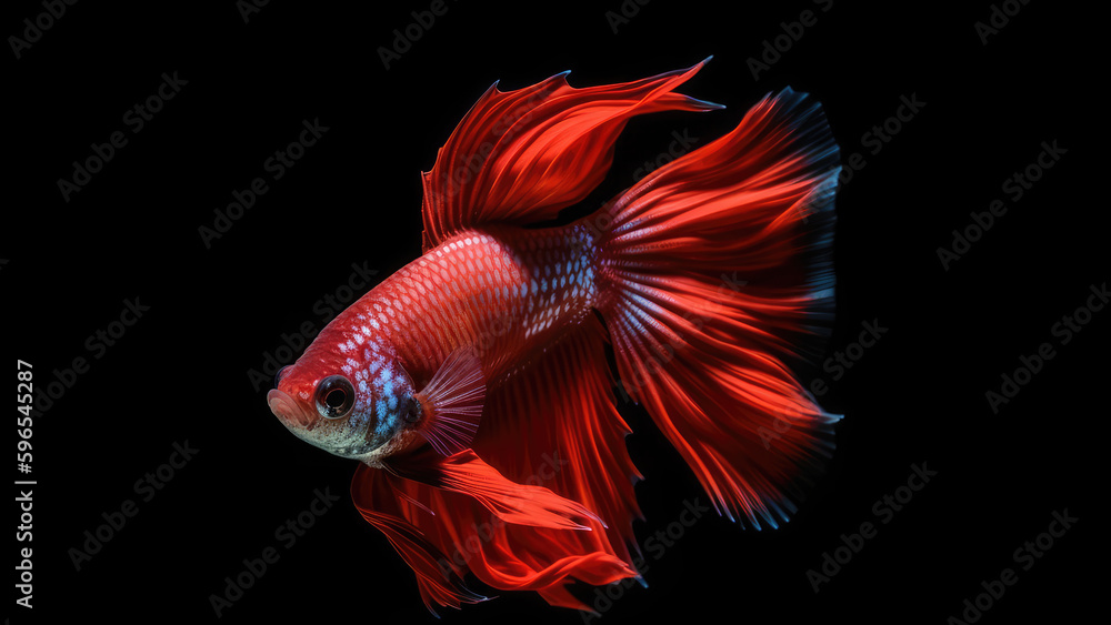 Beautiful siamese betta fish, fighting siamese fish with green blue red orange gold black colours , underwater photography isolated on black background, Generative AI Beautiful siamese betta fish, fighting siamese fish with green blue red orange gold black colours , underwater photography isolated on black background, Generative AI