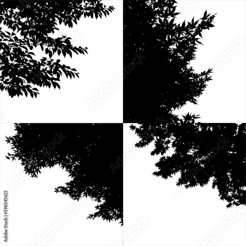 Set of realistic branches silhouettes in the corner