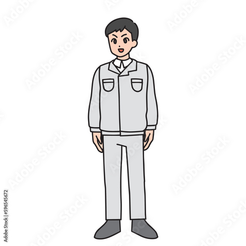 作業着を着た男性の全身