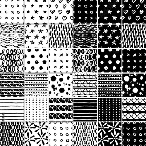 Set of hand drawn simple patterns