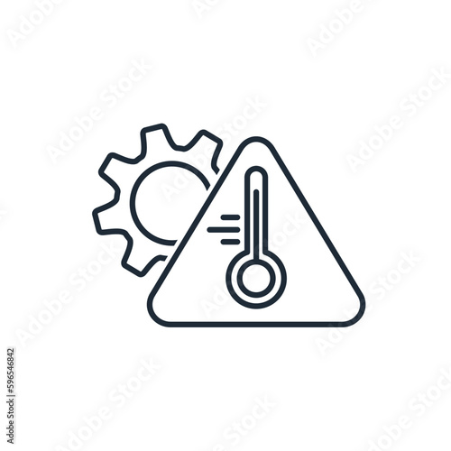 Warning technical data temperature regime. Vector linear icon isolated on white background.