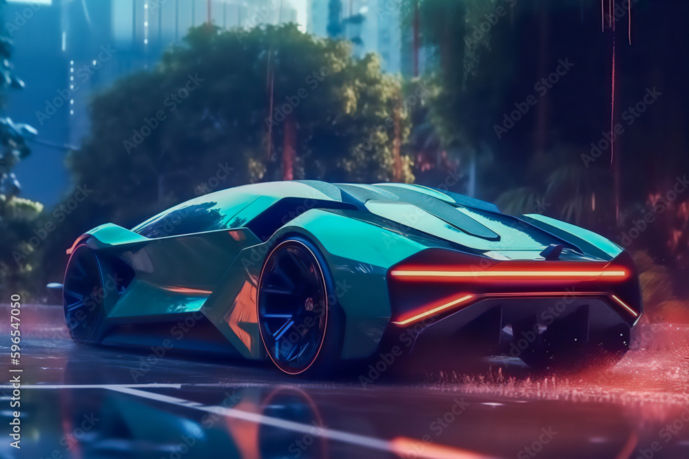 Futuristic Sports Car with a High-Tech Dashboard. AI Generated Futuristic Sports Car with a High-Tech Dashboard. AI Generated