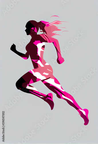  silhouette of a woman running vector illustration  generative ai