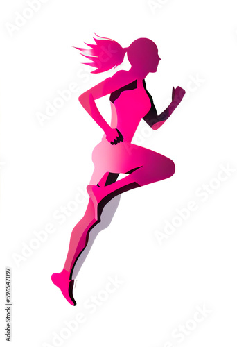  silhouette of a woman running vector illustration, generative ai
