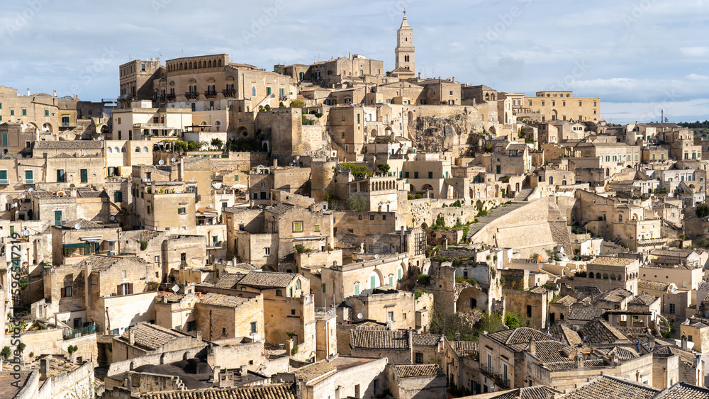 Matera, Italy. Amazing view of the Sassi of Matera. Landscape of the historical part of the town. An Unesco World Heritage Site. Touristic destination Matera, Italy. Amazing view of the Sassi of Matera. Landscape of the historical part of the town. An Unesco World Heritage Site. Touristic destination