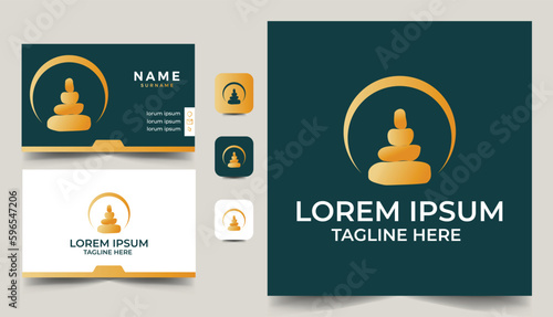 stone rock yoga logo design, spa and wellness vector template