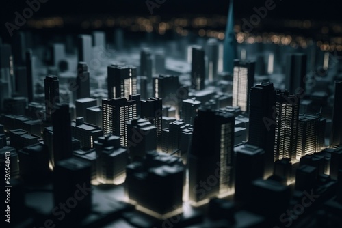 3D digital model of a city's silhouette. Generative AI