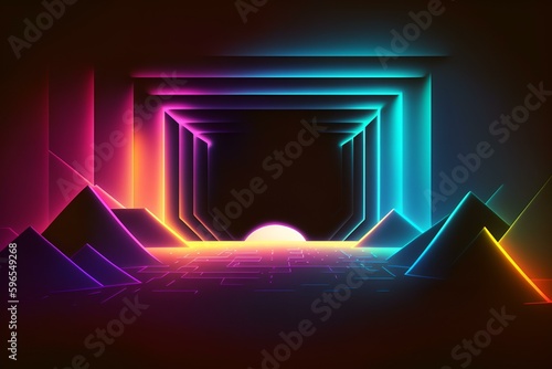 Neon Light Background,Glowing Neon  Background,Neon Abstract,Glow Neonbakgroun by Geneerative AI photo