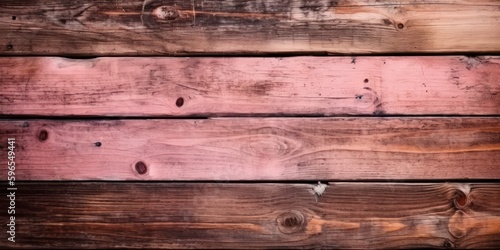 Top view Wooden table, Wooden texture pink background. Generative AI