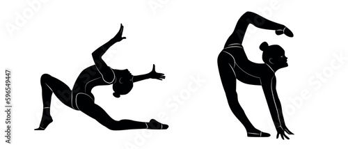 Vector illustration of silhouettes of gymnast girls