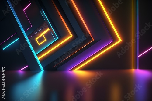 Neon Light Background,Glowing Neon  Background,Neon Abstract,Glow Neonbakgroun by Geneerative AI photo