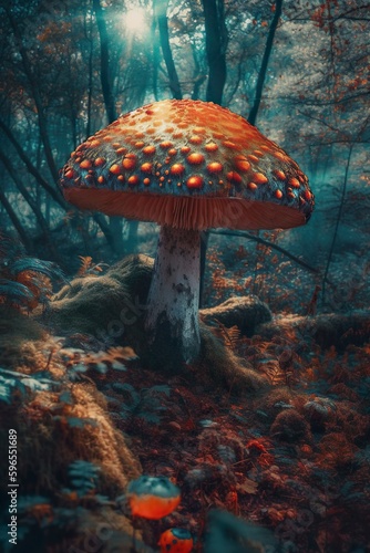 Mushroom in Dark Forest