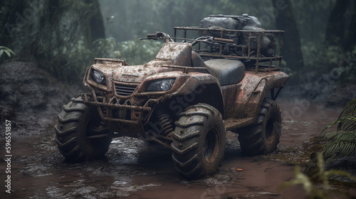 ATV in the jungle, created with generative ai
