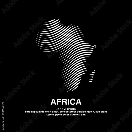 simple line art map of Africa. Creative Africa map logotype vector illustration on dark background. African logo vector design template - EPS 10