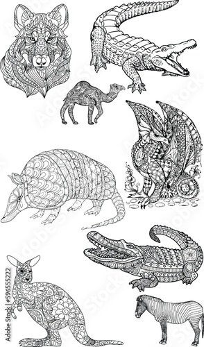 Crocodile coloring book for adults