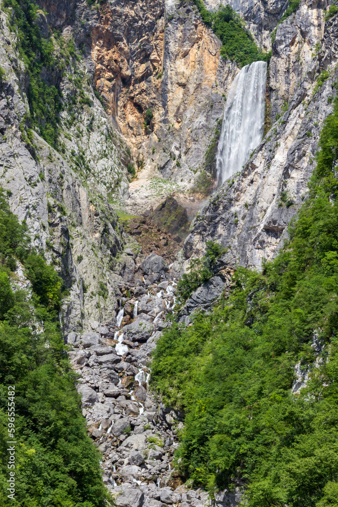 Boka waterfall near Bovec in Slovenia