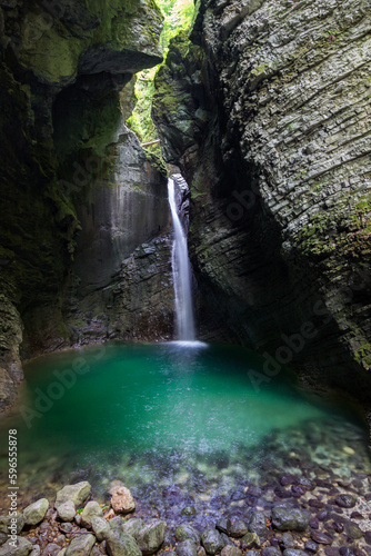 Kozjak waterfall near Kobarid in Slovenia