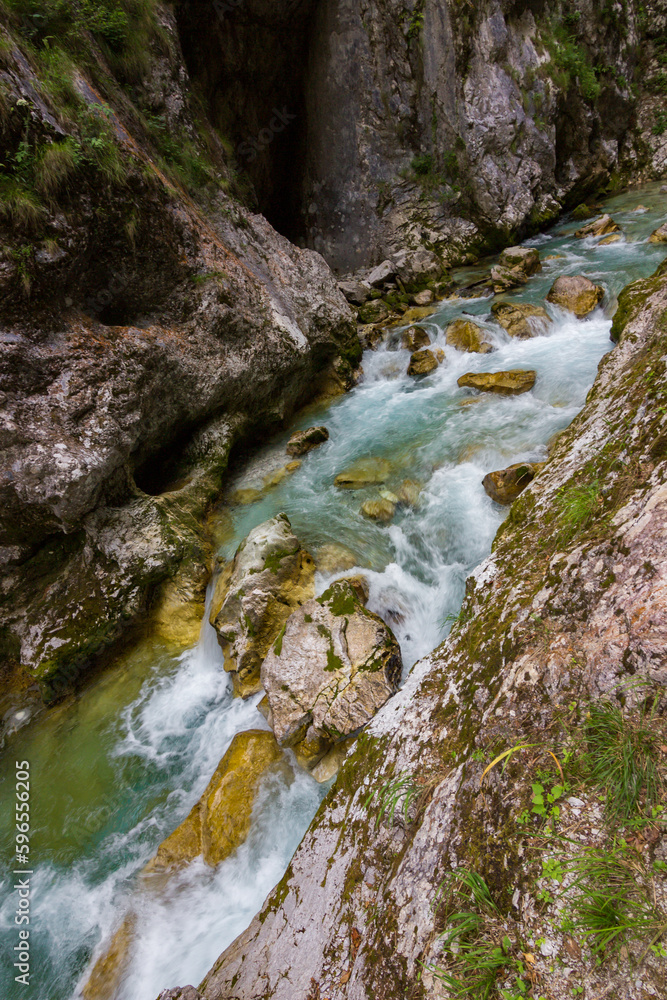 Beautiful view of Tolmin gorges near Tolmin in Slovenia