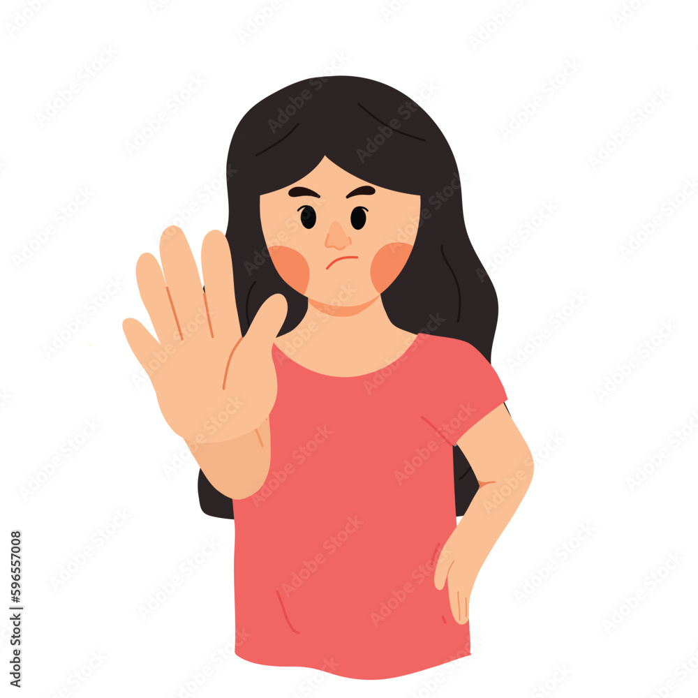 Girl with stop hand gestures sign illustration Girl with stop hand gestures sign illustration