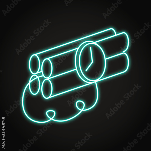 Time bomb neon line icon