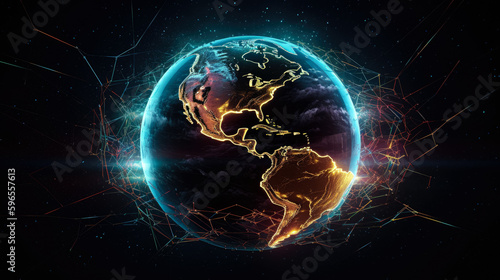 Crypto Planet  World  blockchain crypto currency digital encryption  Digital money exchange  Technology global network connections background concept.